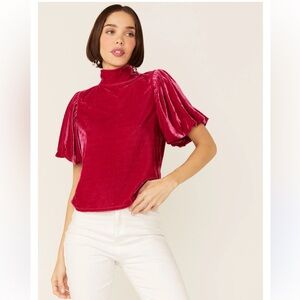 Free People Velvet Puff Sleeve Top 💖